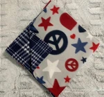 Dog Fleece Blanket New Small 28 X 35 Patriotic Starts & Hearts With Blue Tartan. Fixed Price $20.00.