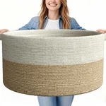 Gopas 125L Extra Large Cotton Rope Blanket Basket 25X16" Laundry Storage Decor W. Fixed Price $67.48.