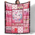 Xsmei Throw Blanket, Cute Piggy Quotes Pattern, Soft Cozy Fleece .... Fixed Price $46.47.