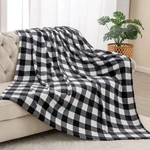 Bedelite Fleece Blanket For THROW(50"X60"), Black/white Plaid. Fixed Price $24.00.
