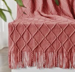 Inhand Knitted Fall Throw Blanket For Couch Bed, Decor 60X80 Pink. Fixed Price $12.99.