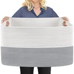 Megasket Extra Large Laundry Basket, Rectangle Woven Cotton Rope Storage Bask.... Fixed Price $40.31.