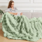 Sage Green Fluffy Furry Blanket Comfy Cozy 60X80 Faux For Living .... Fixed Price $77.41.