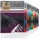 Oudain 10 Pack Mexican Blankets, 45X70" Cotton Outdoor Camping Throw Yoga. Fixed Price $129.99.