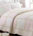 Sweet Peach 100% Cotton Quilt Set : Cozy Chic Pink Green Patch Floral Shabby. Fixed Price $79.45.