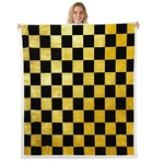Feelyou Checkered Retro Throw Blanket Golden Black Plaid Soft Fleece Sherpa. Fixed Price $35.19.