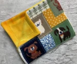 Dog Fleece Blanket New Small 28" X 35" Multi Color Patchwork With Yellow Print. Fixed Price $20.00.