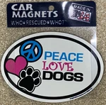 Imagine This "peace Love Dogs" Car Magnet - Oval Pet Paw Print Decal. Fixed Price $8.00.