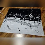 Jekeno Music Notes Piano Keys Treble Clefs Wavy Staph 48 X 60 Throw Blanket, New. Fixed Price $35.00.