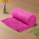 Vonty Hot Pink Knitted Blanket With Tassels Fringe 50" X 60", Super Soft Knit.... Fixed Price $33.43.