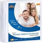 Utopia Bedding Premium Waterproof Bug Mattress Cover, Queen, White. Fixed Price $40.99.