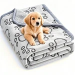 Soft Flannel Dog Blanket Warm Pet Throw Paw Print Fleece For Puppy Cat Crate. Fixed Price $12.34.