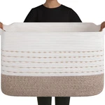 Oiahomy 108L Extra Large Blanket Basket, 25 X16 Rectangle Woven Cotton R.... Fixed Price $50.74.