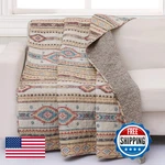 Barefoot Bungalow Phoenix Quilted Throw Blanket, 50X60", Tan, Southwest. Fixed Price $46.64.