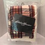 Eddie Bauer Throw Blanket Reversible Sherpa Fleece Bedding Edgewood Plaid 50X60. Fixed Price $25.00.