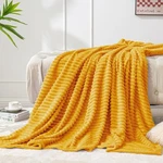 Bedelite Fleece Blanket - 3D Ribbed Jacquard Decorative Yellow Throw. Fixed Price $21.09.