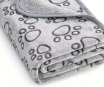 Dog Blanket 40" X 30 Grey W/ Paw Print Ultra-soft Plush Light Weight New. Fixed Price $13.49.