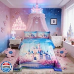 Manfei Castle Kids Comforter Set Queen Sizeprincess Flower Floral Bedding. Fixed Price $93.73.