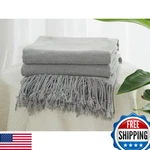 Ginamuse Chenille Throw Blanket For Couch With TASSELS,60"X88" Soft Lightweight. Fixed Price $52.52.