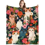 Liangw Floral Blanket, Cottagecore Wildflower Cats Throw Blankets .... Fixed Price $41.77.