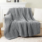 Battilo Light Grey Chunky Knit Throw Blanket For Couch, 50"X60",. Fixed Price $82.99.