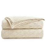 Manta Grande Tejida Algodon Suave Para Sofa Y Cama Color Crema Lujo. Fixed Price $69.86.