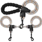 Mengbei Tribe Double Dog Leash Detachable 360 Swivel Reflective Grey Size. Fixed Price $14.98.