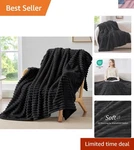 Bedelite Fleece Throw Blanket For Couch - 300GSM Soft Warm Fluffy Black Blan.... Fixed Price $28.68.