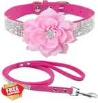 Pimaodog Suede Leather Bling Cat Collar Leash Combo Hot Pink. Fixed Price $20.00.