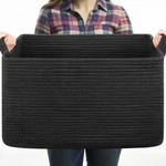 Large Black Blanket Basket For Living Room - Woven Storage Bins & Organizer. Fixed Price $31.59.