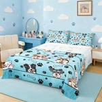 Manfei Queen Bed Sheet Set, Cartoon Puppy Design, Deep Pocket, Black Paw Print. Fixed Price $72.51.