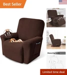 Stretchable Chocolate Recliner Cover: Simple Installation, Pet-friendly Design. Fixed Price $55.09.