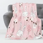 Luxury Plush 60"X50" Cute Smiling Bunny Easter Egg Flower Pink Blanket. Fixed Price $24.51.