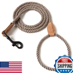 Mile High Life Dog Leash, Braided Cotton Rope With Leather Tip - Heavy Duty. Fixed Price $32.99.