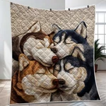 Husky Dog Quilt Blanket - Siberian Throw Gift For Pet Lovers Cozy. Fixed Price $44.23.