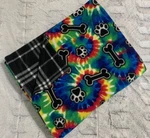 Dog Fleece Blanket New Large 35" X 57" Green Paws Bones &black Tartan Print. Fixed Price $40.00.