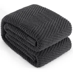 Long Create Knitted Blanket 60"X80", Dark Grey Throws For Bed, Super. Fixed Price $68.76.