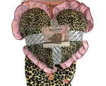 Juicy Couture Leopard Throw Blanket Heart Pillow Set Pink Ruffle 2PC. Fixed Price $67.50.