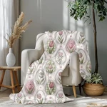 Pink Floral Medallion Velveteen Plush Blanket Chic Decor. Fixed Price $50.24.