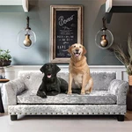 Deluxe Tufted Velvet Dog Sofa Bed Rivet Memory Foam Mattress Pet Couch. Fixed Price $169.93.