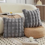 Neelvin Grey Faux Fur Soft Plaid Throw Pillow Covers 22X22 - Set. Fixed Price $46.38.