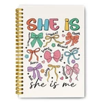 Jkmbn Coquette Pink Bows Spiral Notebook, She Is Me Inspirational Journaling.... Fixed Price $16.96.