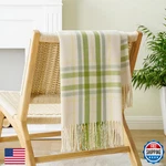 Battilo Home Plaid Throw Blanket For Couch Bed, Decorative White Green, Spring/s. Fixed Price $50.46.
