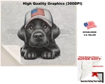 Digipups Black Labrador Dog Usa Flag Cap Cartoon Sherpa Fleece Throw Blanket. Fixed Price $46.95.