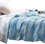 Meju Fish Blue Modern Muslin Lightweight Summer Blanket For Bed Sofa Couch 10.... Fixed Price $68.44.
