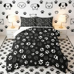 Manfei Dog Paw Comforter Set Queen Size Black And White Animal Footprint. Fixed Price $127.98.