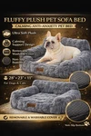Fluffy Plush Pet Sofa Bed For Dogs & Cats, Calming Couch With Removable Cove. Fixed Price $38.99.