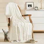 Inhand Knitted Throw Blanket For Couch Bed, Soft 50"X60", A(off White). Fixed Price $26.05.