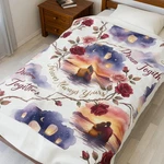 Dream Together Couple Illustration Blanket Romantic Gift. Fixed Price $48.00.