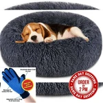 Donut Plush Pet Dog Cat Bed Fluffy Soft Warm Calming Sleeping Kennel Nest. Fixed Price $24.99.